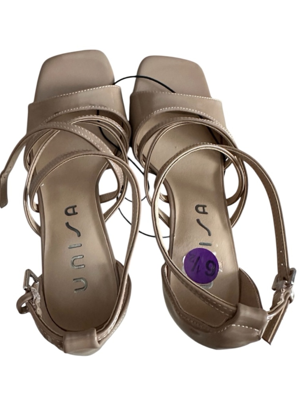 Unisa Beige Strappy Square-Toe Heeled Sandals